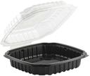Anchor Packaging Culinary Basics Polypropylene Black Base Hinged Clamshell with Clear Dome Lid, 46.5 Ounce Capacity -- 100 per case