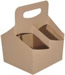 Southern Champion Tray Kraft Paper Square 4 Cup Drink Carrier with Handle, 6.5 x 6.25 x 9 inch -- 250 per case
