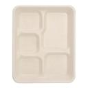 EcoSystems Kraft 5-Compartment Formulated Molded Fiber School Tray, 10.25 x 8.25 inch -- 500 per case.