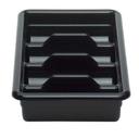 Cambro Poly Collection 4 Compartment Black Cutlery Bus Cambox, 11 3/8 x 20 7/16 x 3 3/4 inch -- 12 per case
