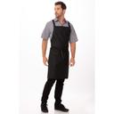 Chef Works Black Cross-Back Bib Apron, 35.5 inch Long x 31 inch Wide