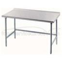 Standard Stainless Steel Work Table, 1 1/2 inch Rear Splash With Stainless Steel Legs, Open Base, 30 x 36.