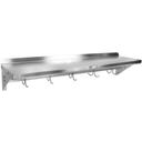 John Boos 16 Gauge Stainless Steel Wall Shelf with Pot Rack, 120 x 12 inch.