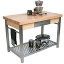 John Boos Cucina Grande Maple Edge Grain Top Table without Drop Leaf, 60 x 28 x 2 1/4 inch.