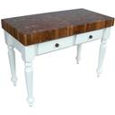 John Boos Black Base Rustica Walnut End Grain Top Table with Shelf, 48 x 24 x 4 inch.