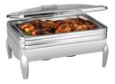 Rosseto De Luxe Stainless Steel Rectangle Chafing Dish with Glass Lid Frame Burner Holder and Induction Option, 9.51 Quart