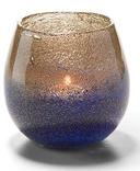 Hollowick Blue and Gray Laredo Bubble Glass Votive Lamp, 3.5 x 4 x 4 inch
