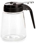 Tablecraft Modern Collection Black Plastic Top Glass Syrup Dispenser, 8 Ounce Capacity -- 12 per case