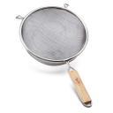 Tablecraft Tin Plated Single Medium Mesh Strainer with Wood Handle, 6.25 inch Dia.