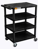Luxor Black Four Flat Shelf Structural Foam Plastic Cart, 24 x 18 x 39 inch Height