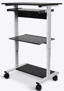 Luxor Black Three Shelf Adjustable Stand Up Workstation, 29.5 x 20 x 34.5 to 45.5 inch Height