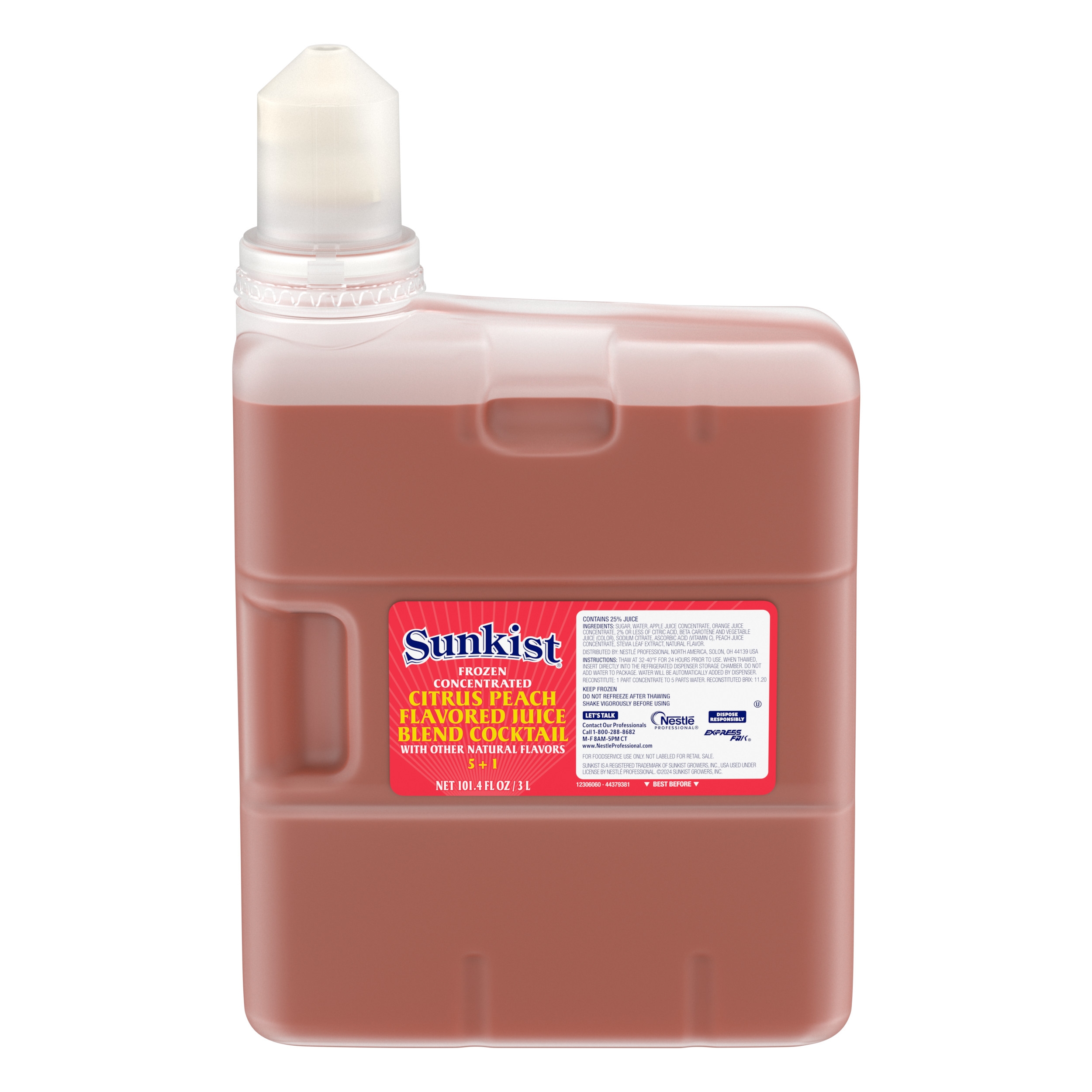 Sunkist Citrus Peach Concentrate, 101.333 Fluid Ounce -- 9 per case