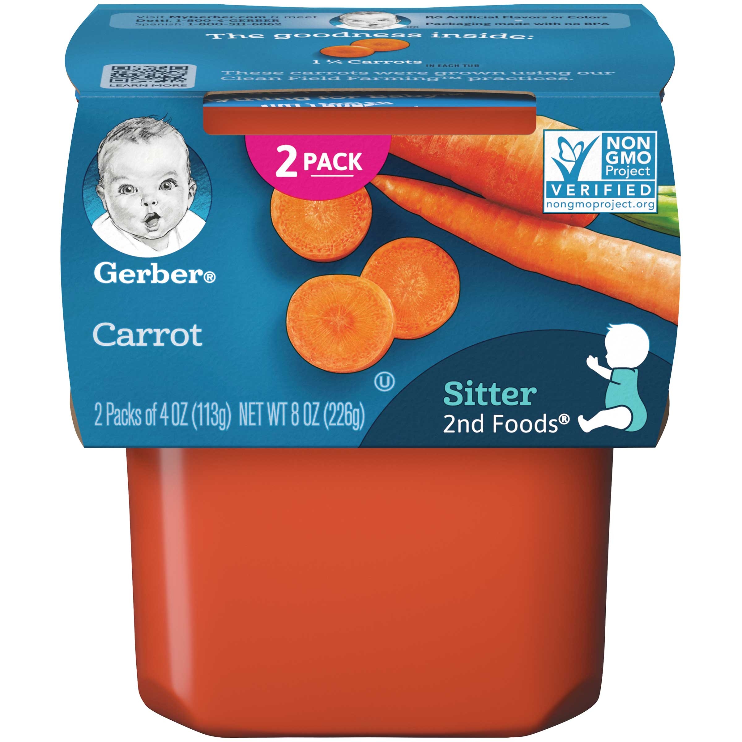 Gerber 2nd Foods Carrot Baby Food, 8 Ounce -- 8 per case.