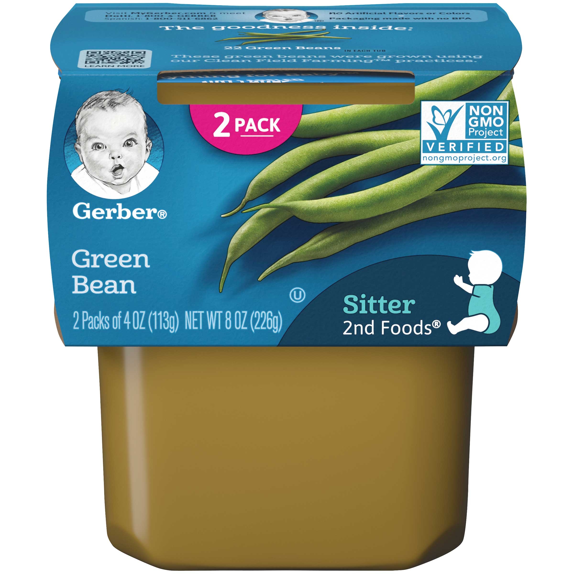Gerber 2nd Foods Green Beans Baby Food, 8 Ounce -- 8 per case.