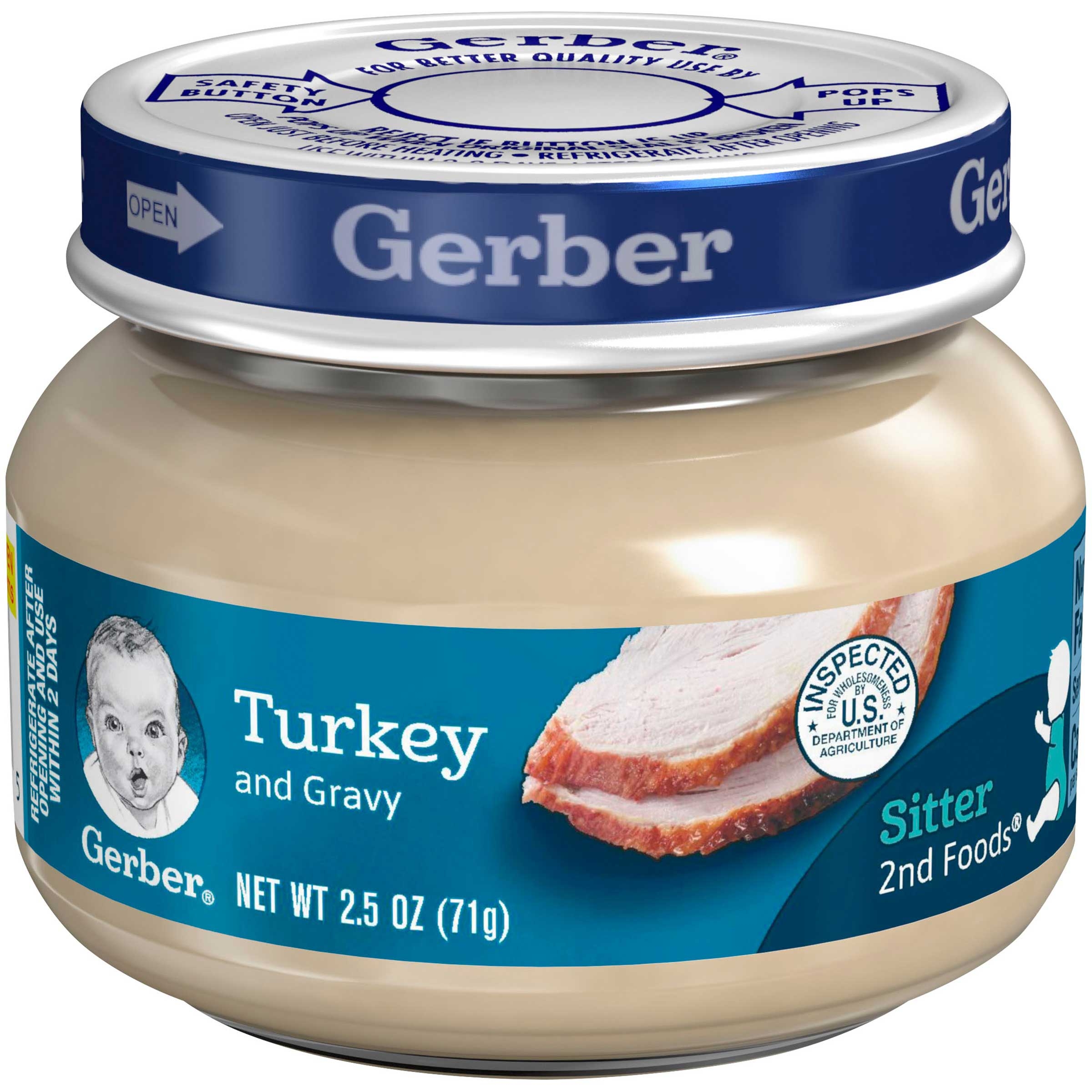 Gerber 2nd Foods Turkey and Gravy, 2.5 Ounce Glass Jar -- 10 per case