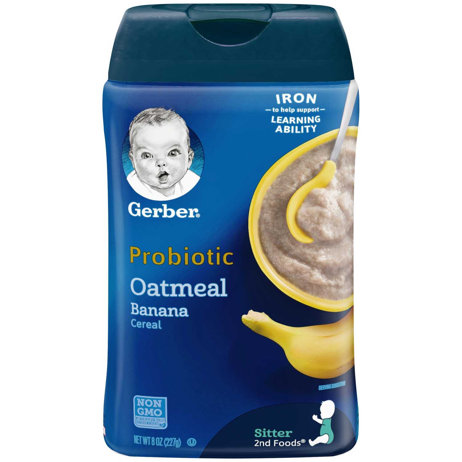 Gerber Probiotic Banana Oatmeal Cereal, 8 Ounce Tub -- 6 per case.