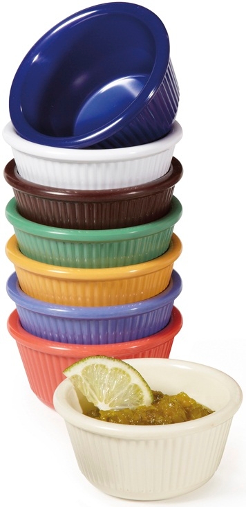 GET Enterprises Melamine Assorted Colors Fluted Ramekin, 3 Ounce -- 48 per case