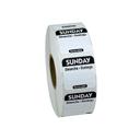 National Checking Company Dateit Black Trilingual Removable Label - Sunday, 1 x 1 inch -- 1000 per case.