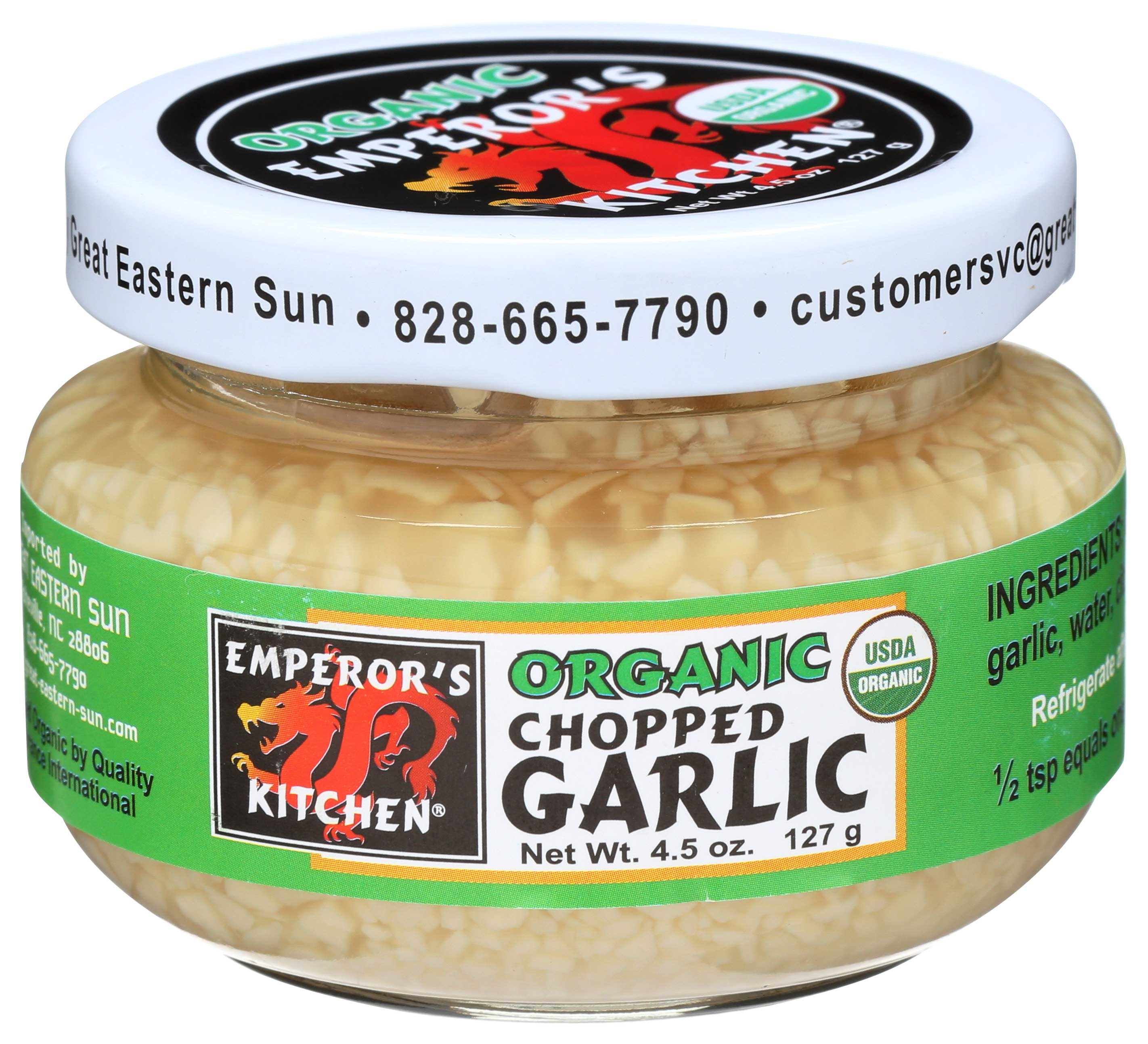 Emperors Kitchen Organic Chopped Garlic, 4.5 Ounce -- 12 per case.
