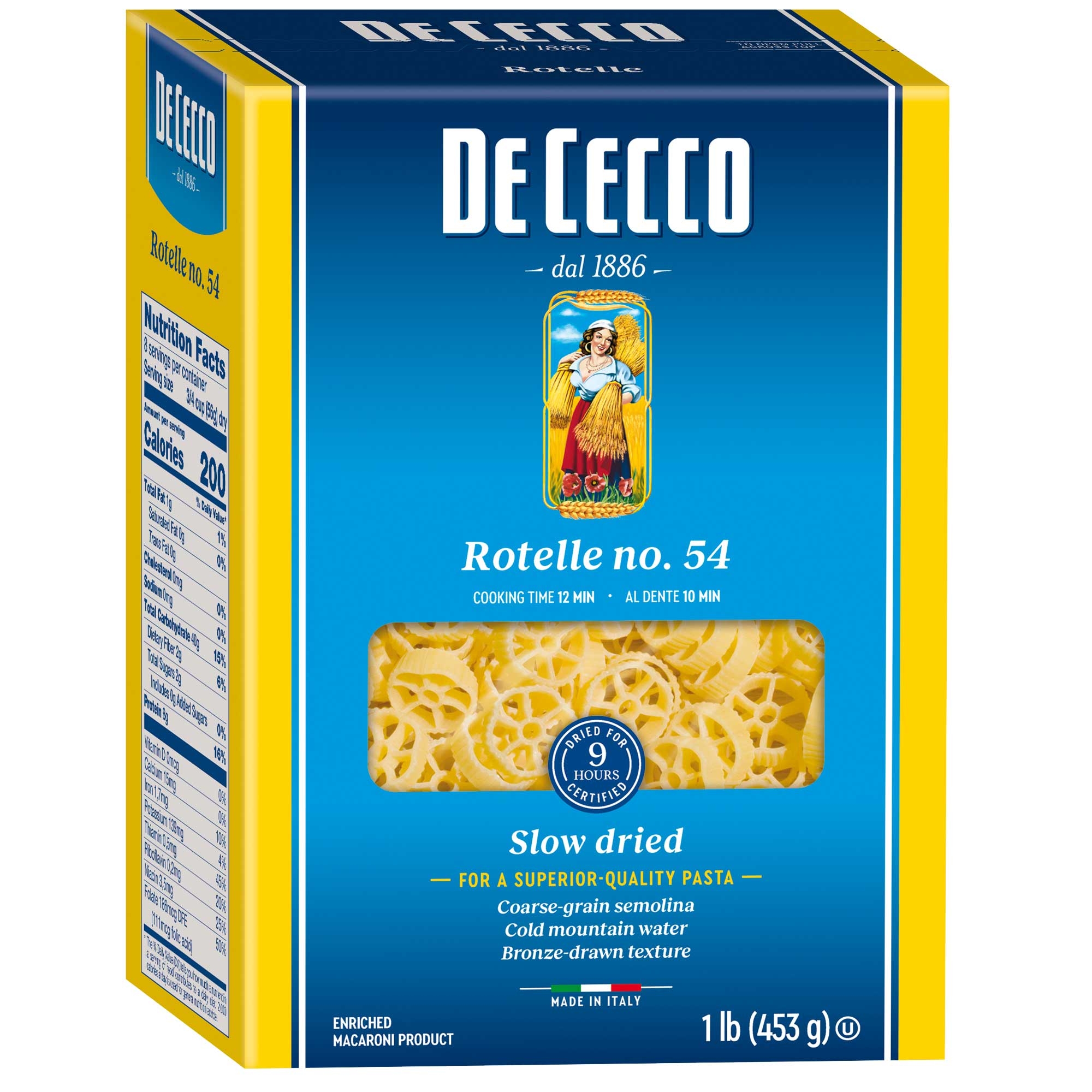 Dececco Enriched Macaroni Rotelle, 1 Pound -- 12 per case.