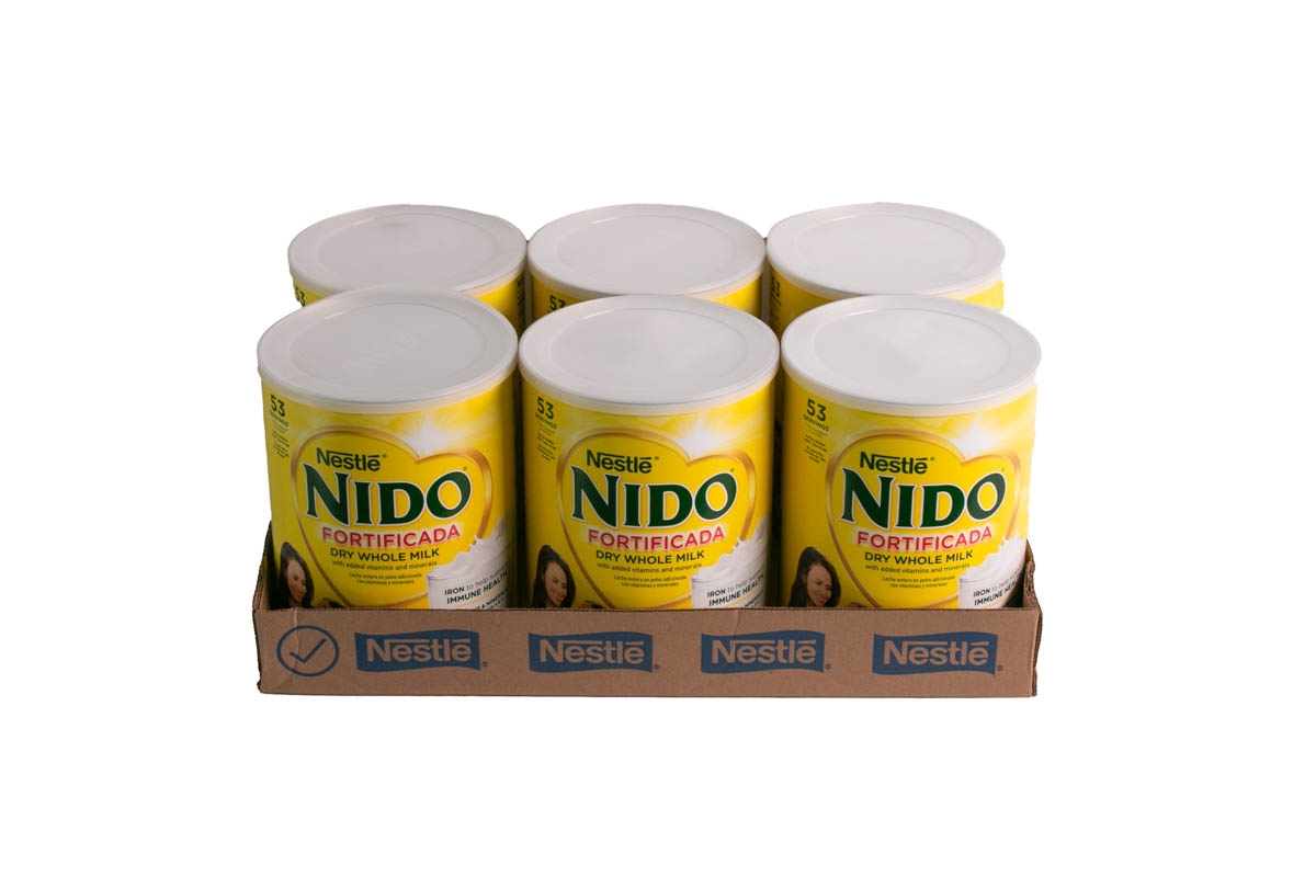 Nestle Nido Fortificada Dry Whole Milk, 56.3 Ounce Canister -- 6 per case.