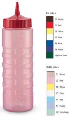 Vollrath Tri Tip Clear with Brown Cap Wide Mouth Squeeze Bottle Dispenser, 16 Ounce -- 2 per case