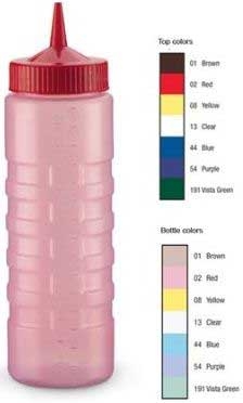 Vollrath Clear Wide Mouth Squeeze Bottle Dispenser with Purple Cap, 16 Ounce -- 12 per case