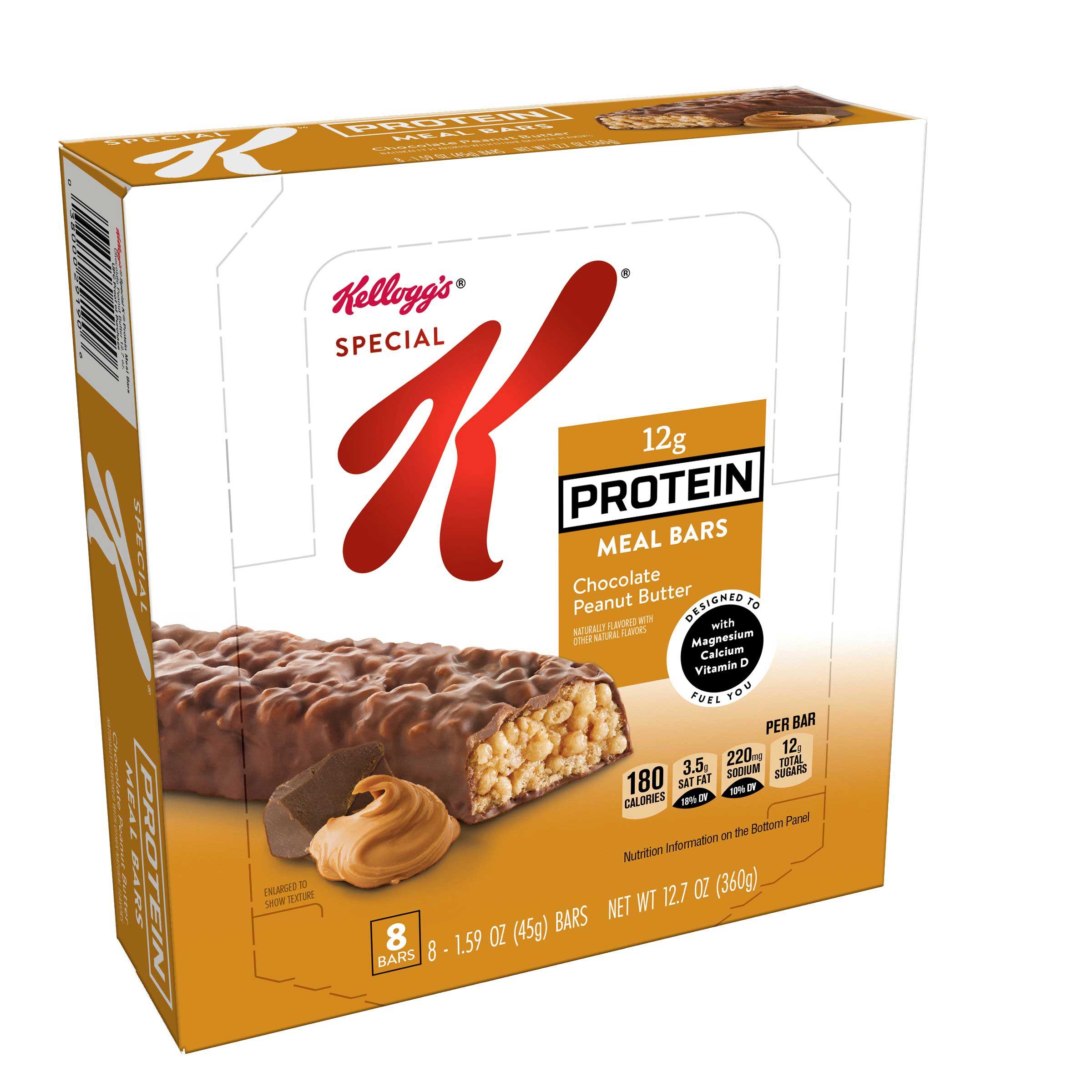 Kelloggs Special K Protein Chocolate Peanut Butter Meal Bar Snacks -- 48 per case.