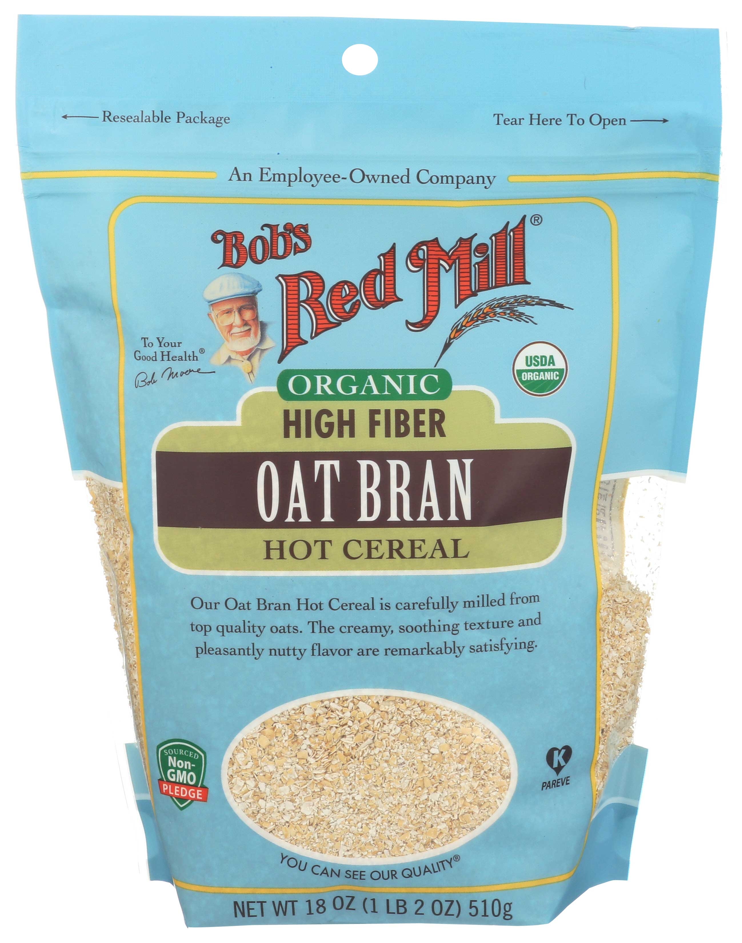 Bobs Red Mill Organic High Fiber Oat Bran Hot Cereal, 18 Ounce -- 4 per case