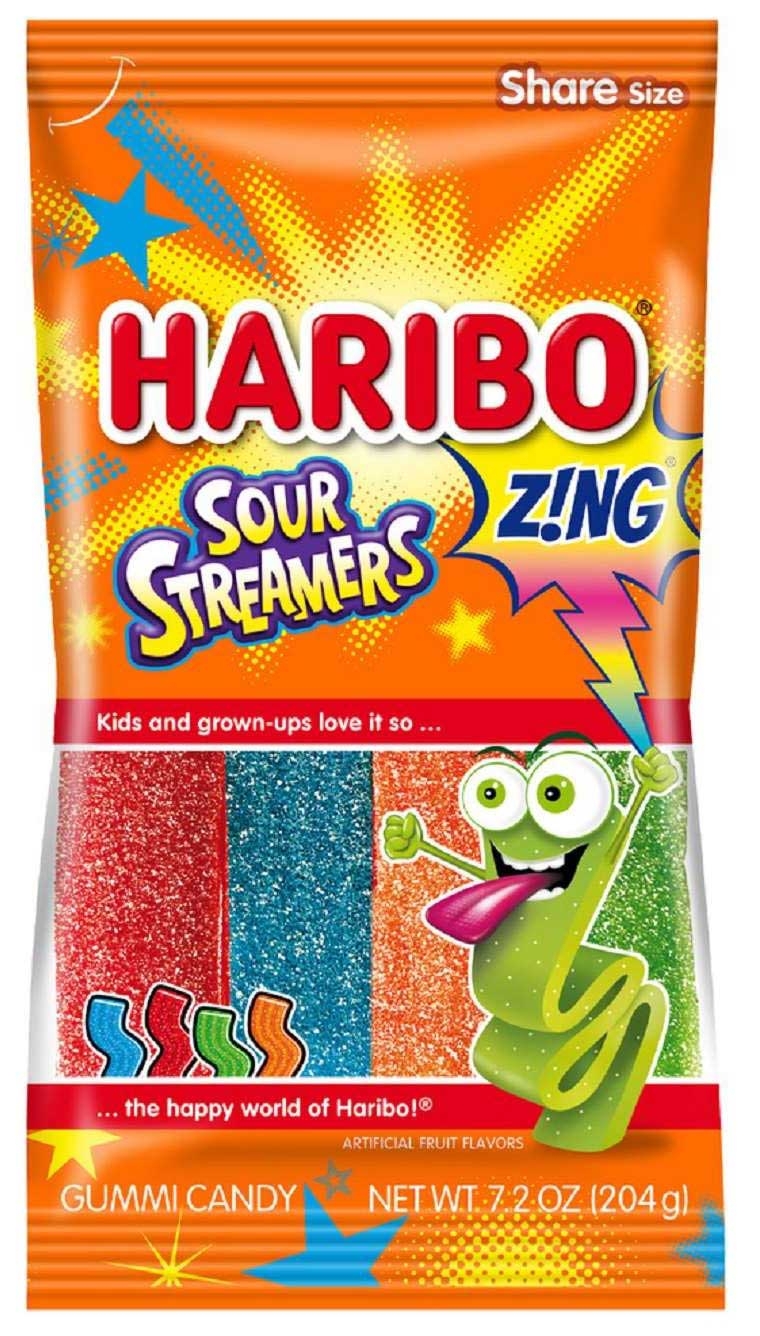 Haribo Confectionery Sour Streamers Gummy Candy, 7.2 Ounce -- 14 per case.