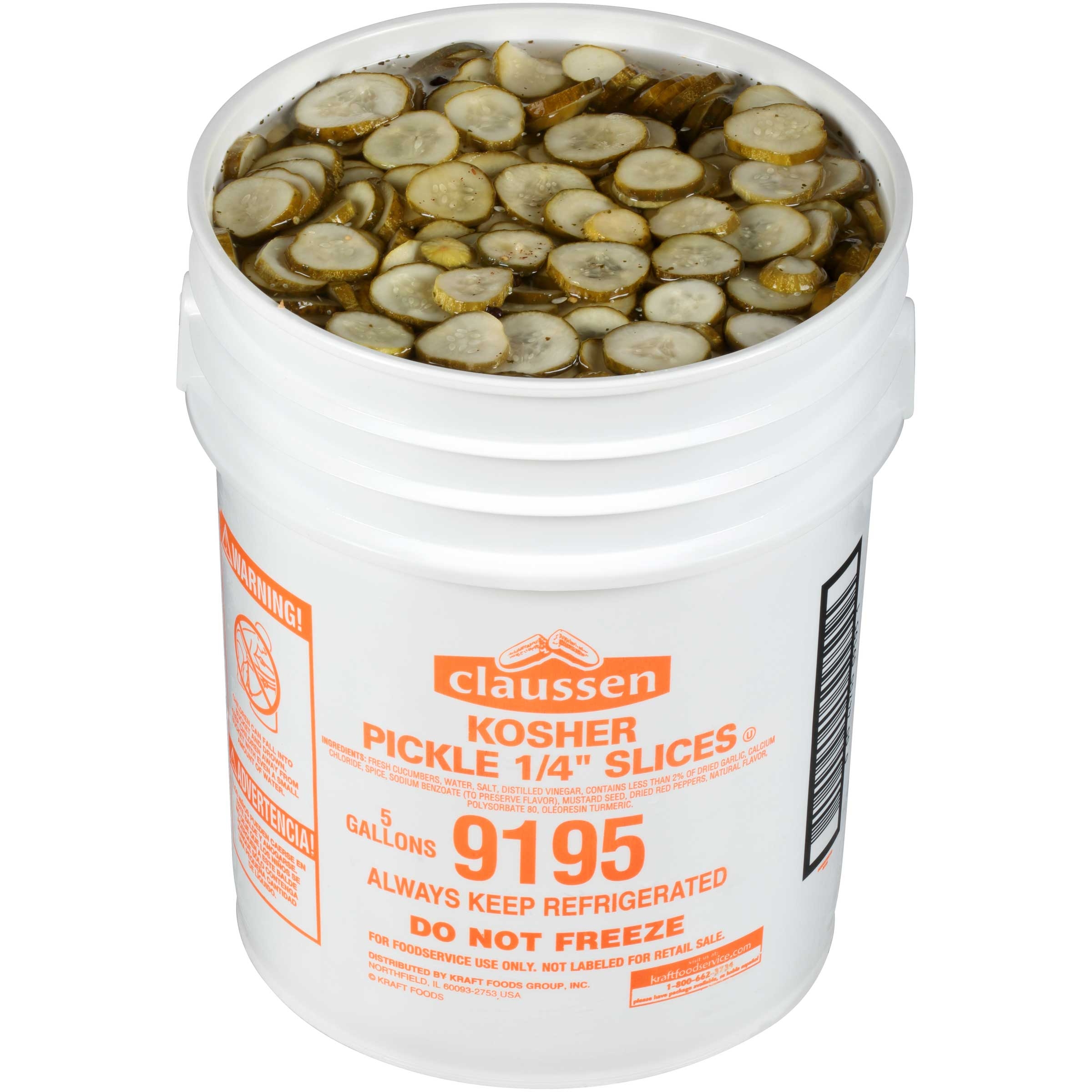 Claussen Kosher Smooth 1/4 Inch Cut Pickle Chips, 5 Gallons