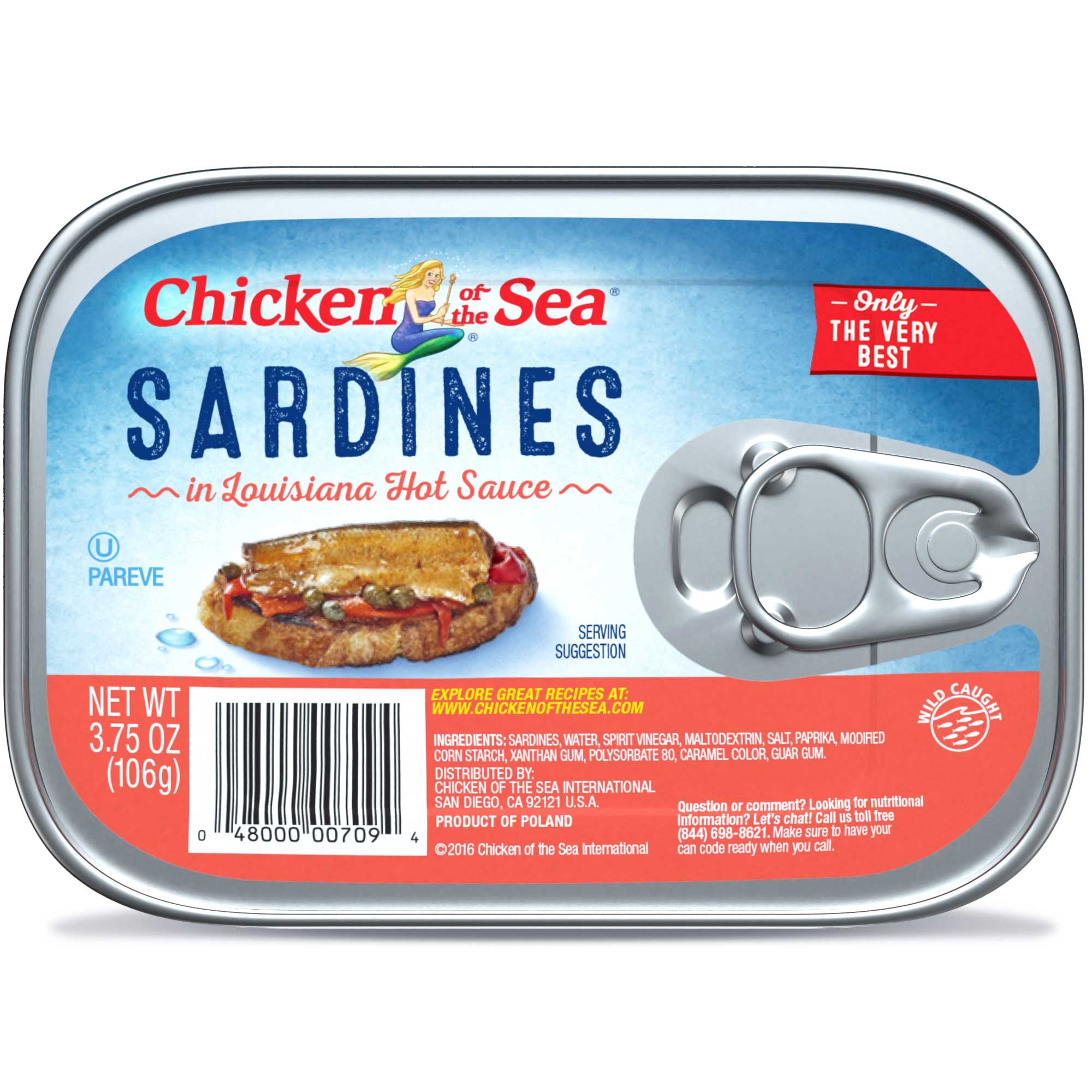 Chicken Of The Sea Sardines in Hot Sauce, 3.75 Ounce -- 18 per case.