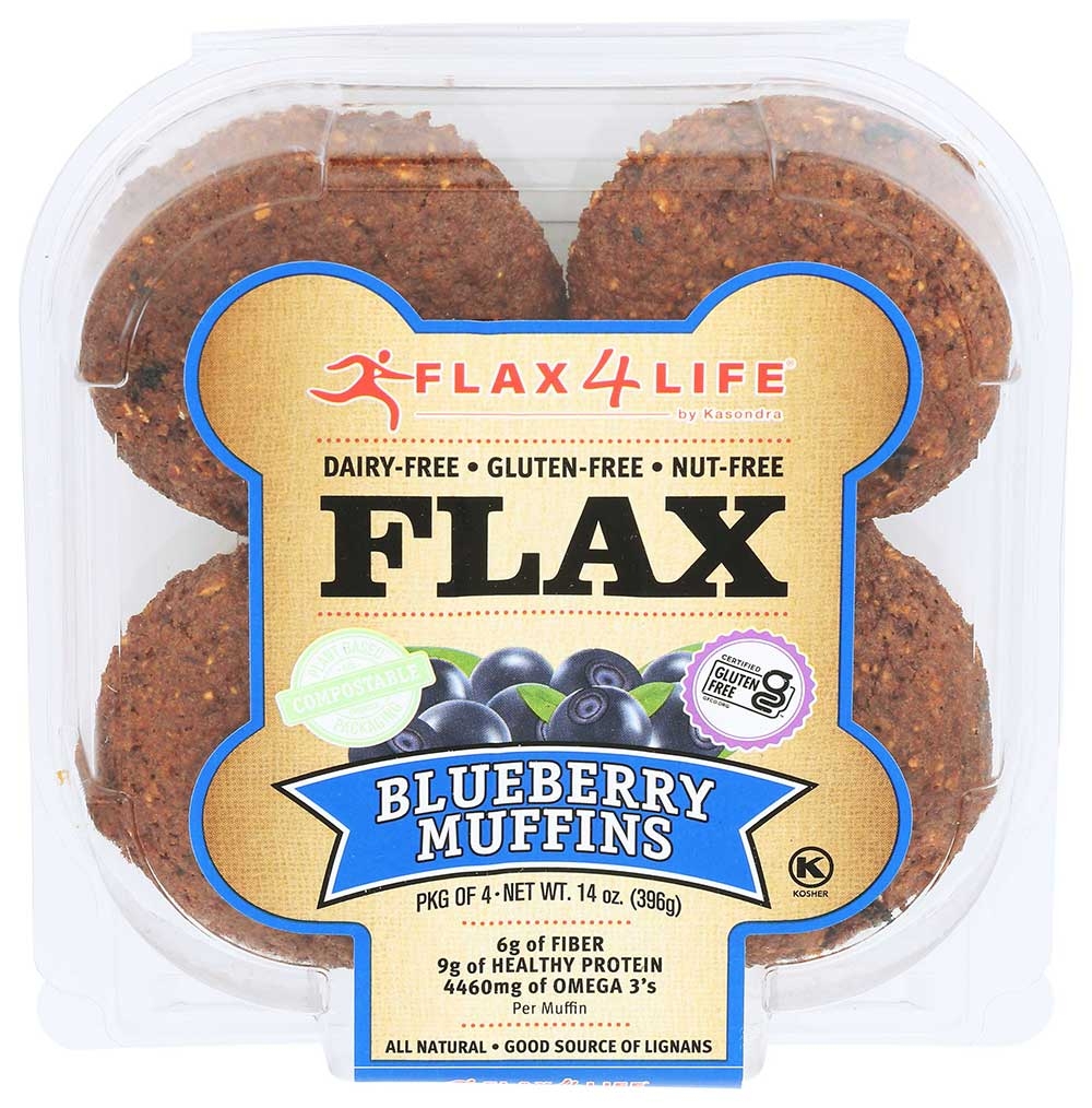 Flax4Life Wild Blueberry Muffin, 14 Ounce - 4 per pack -- 6 packs per case.