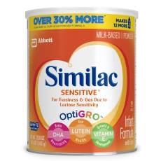 Similac Sensitive Stage 1 Infant Formula Powder, 1.86 Pound -- 6 per case.