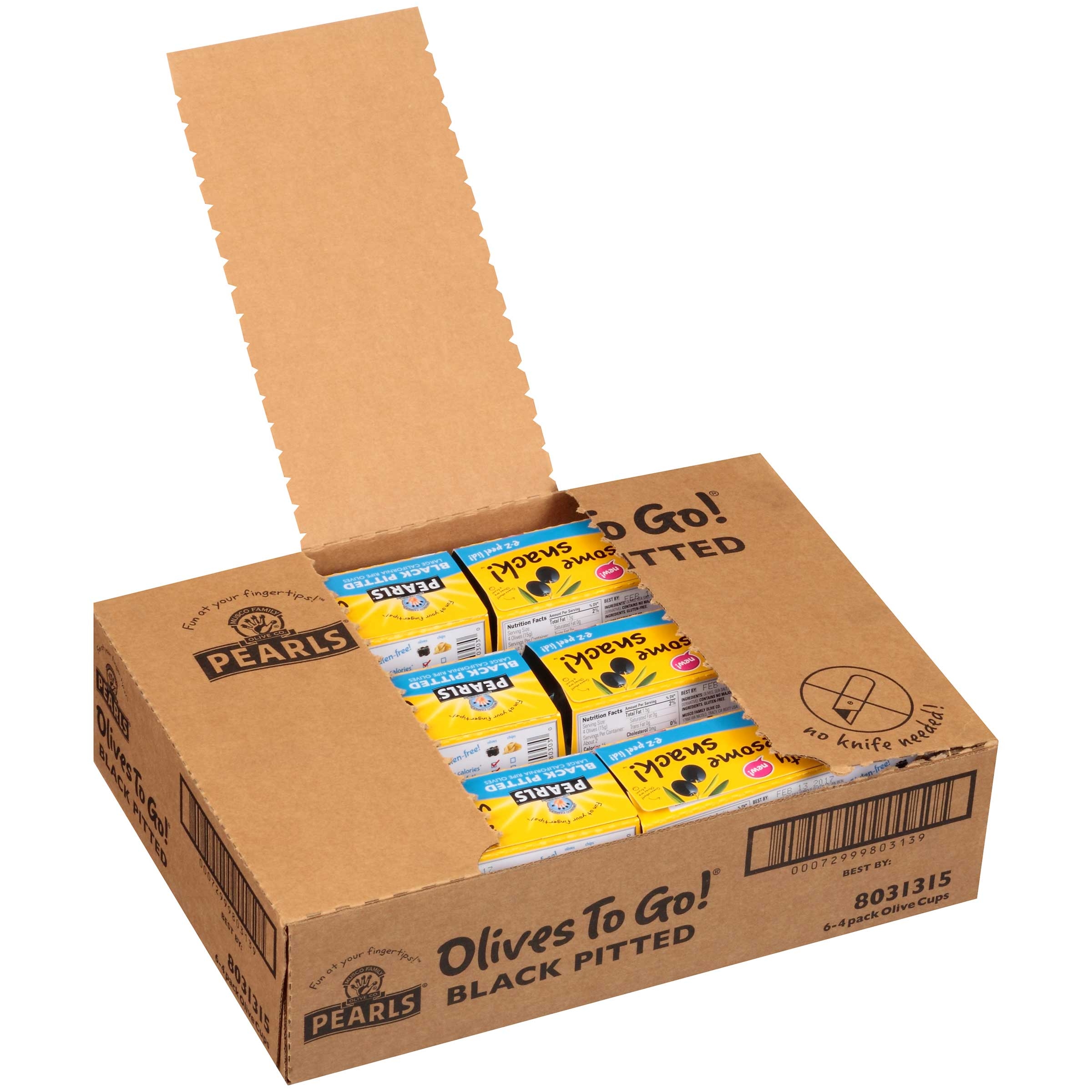 Pearls Black Pitted Olives, 4.8 Ounce Cup -- 6 per case.