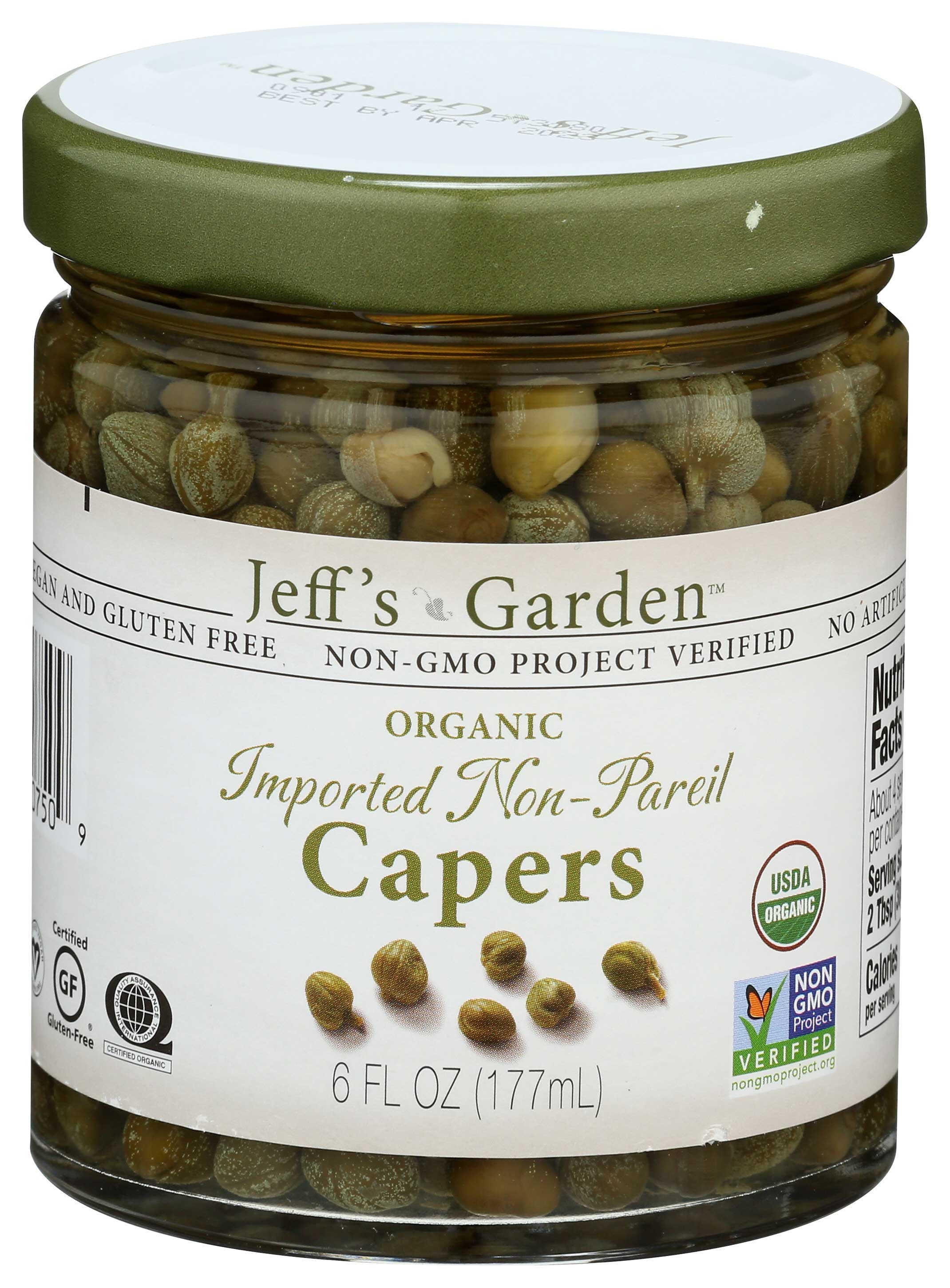 Jeffs Garden Organic Imported Non Pareil Capers, 6 Ounce -- 6 per case