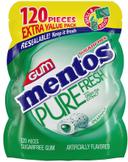 Mentos Pure Fresh Spearmint Sugarfree Gum, 120 count per pack -- 6 per case