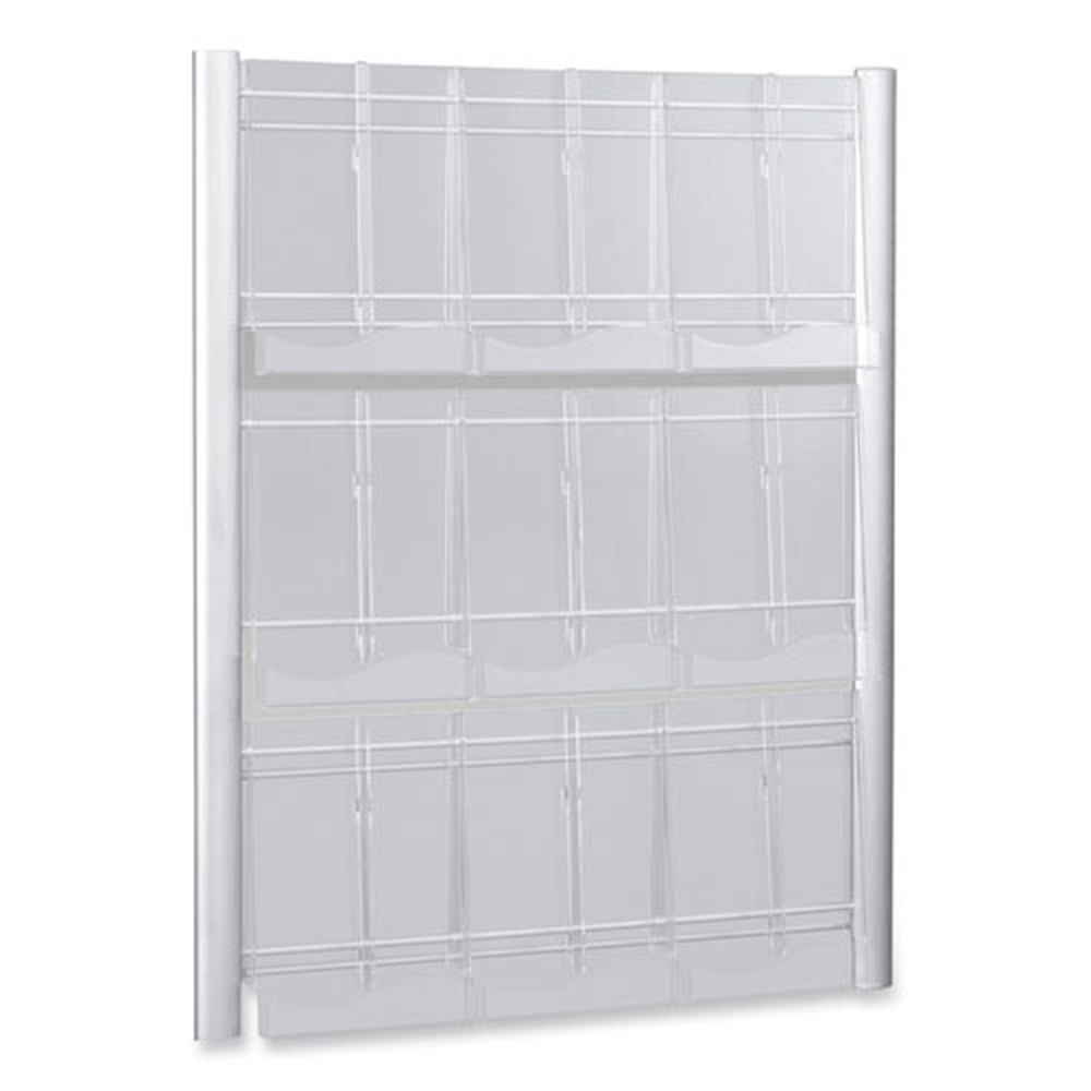 Safco Clear/Silver 9 Compartments Luxe Magazine Rack, 31.75 x 5 x 41 inch
