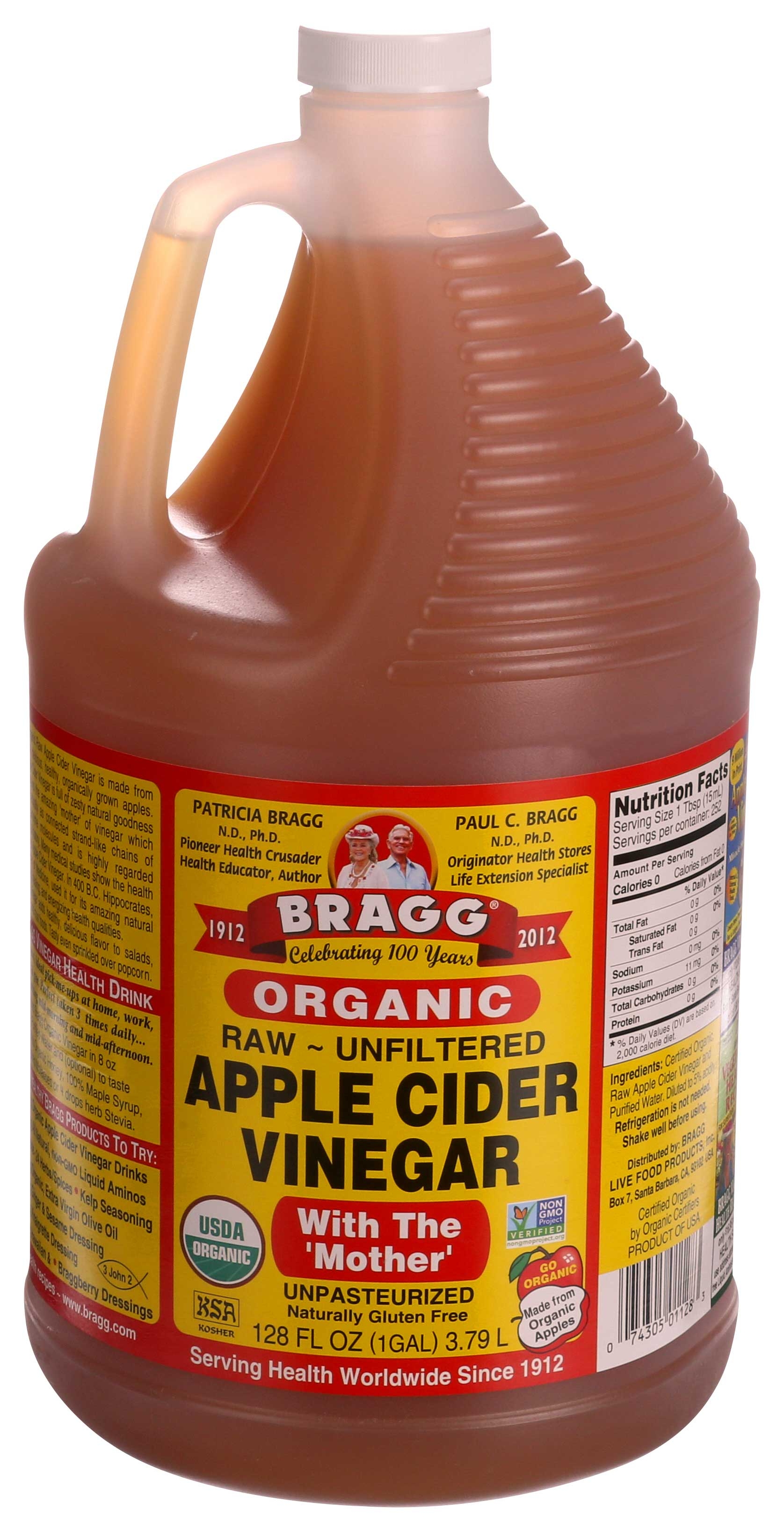 Bragg Raw and Unfiltered Apple Cider Vinegar, 1 Gallon Fluid Ounce -- 4 per case