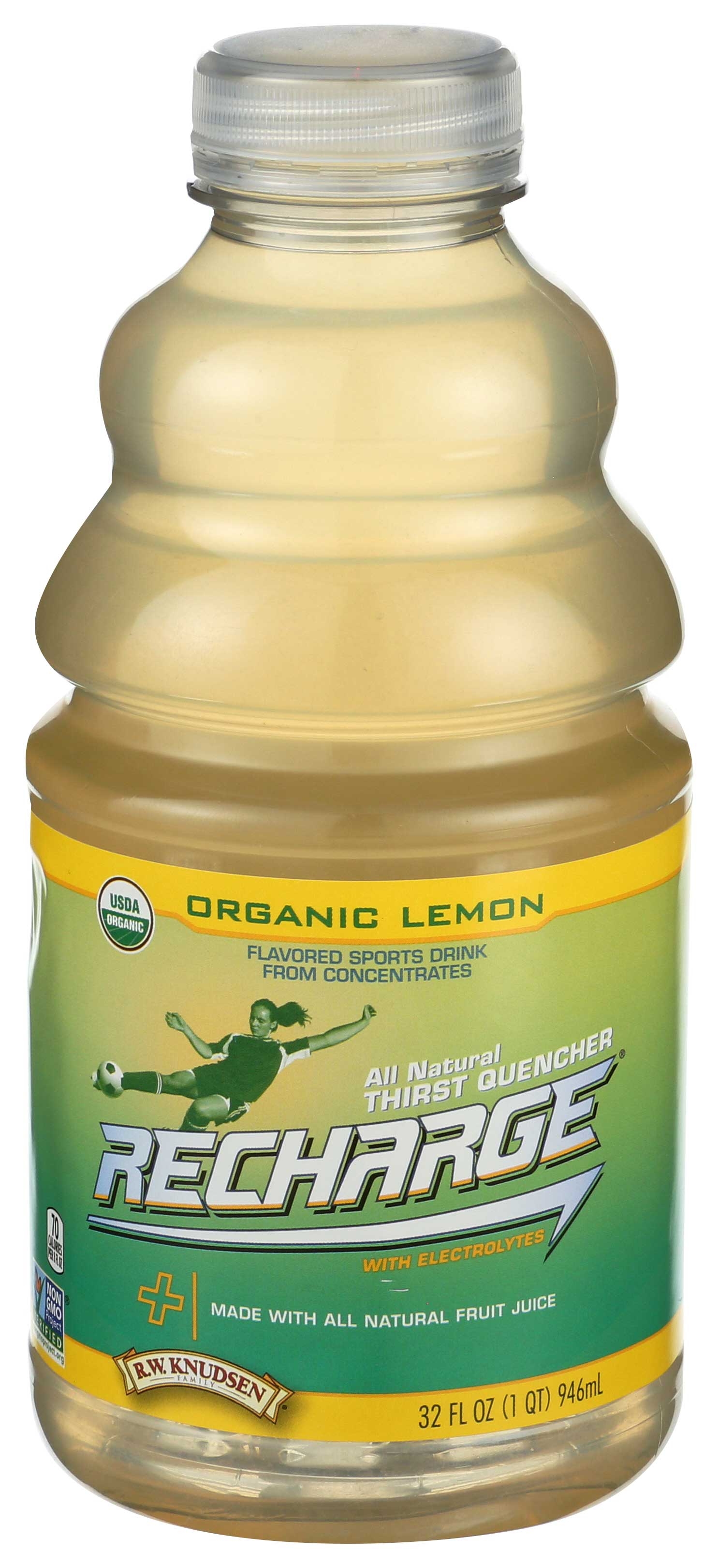 R.W. Knudsen Recharge Organic Lemon Juice, 32 Fluid Ounce -- 6 per case