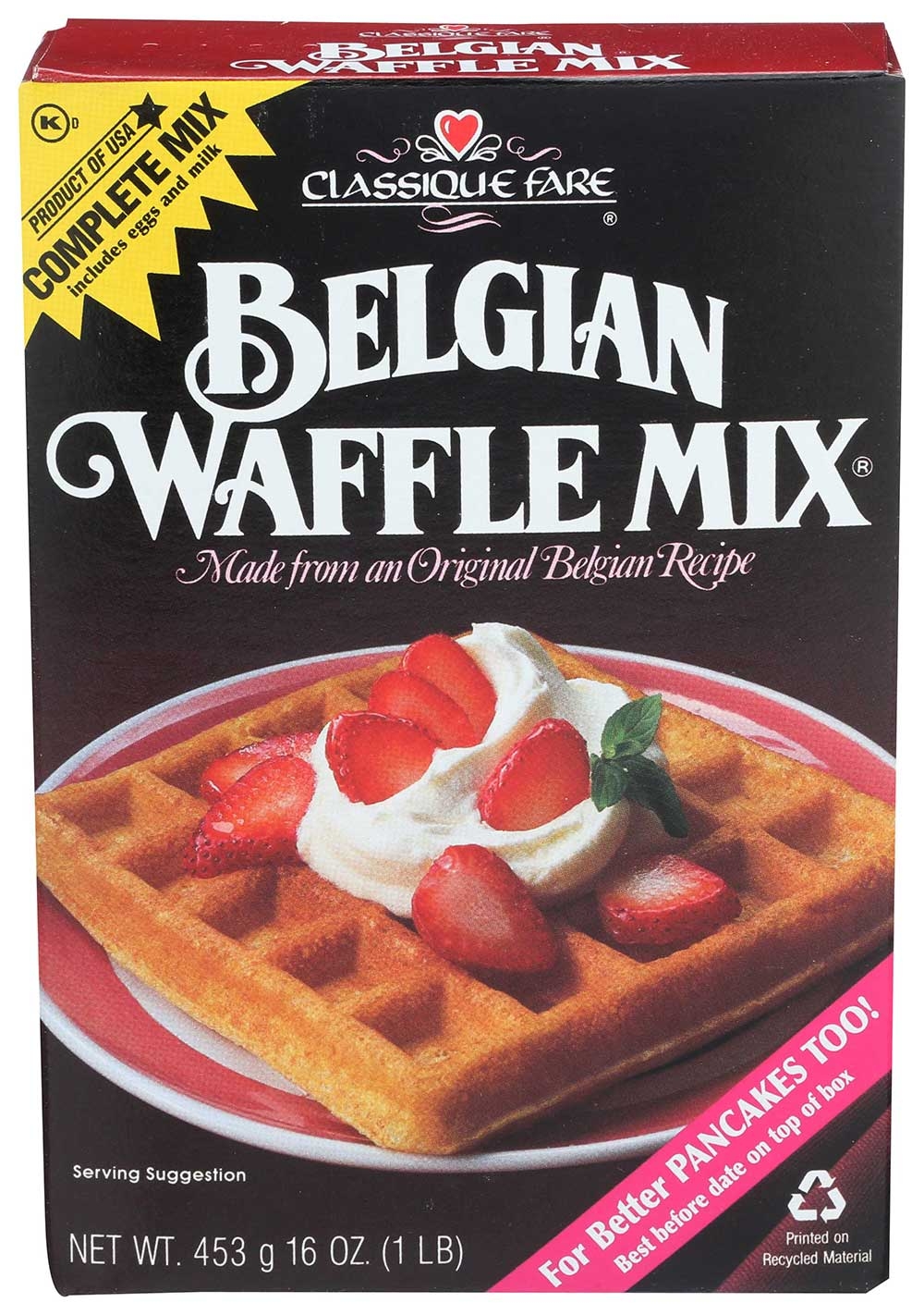 Classique Fare Belgian Waffle Mix, 16 Ounce -- 6 per case.