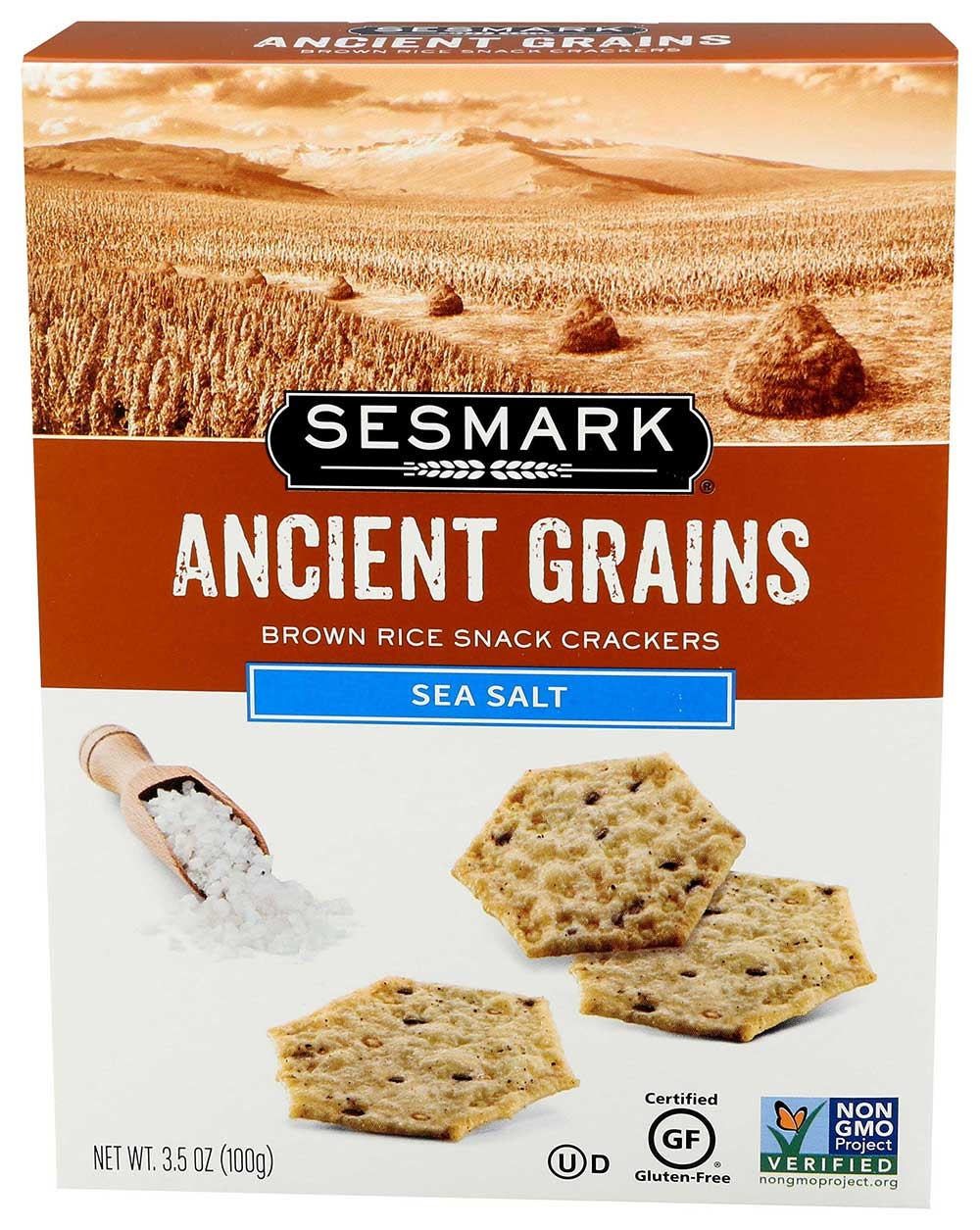 Sesmark Ancient Grains Sea Salt Rice Snack Crackers, 3.5 Ounce -- 6 per case