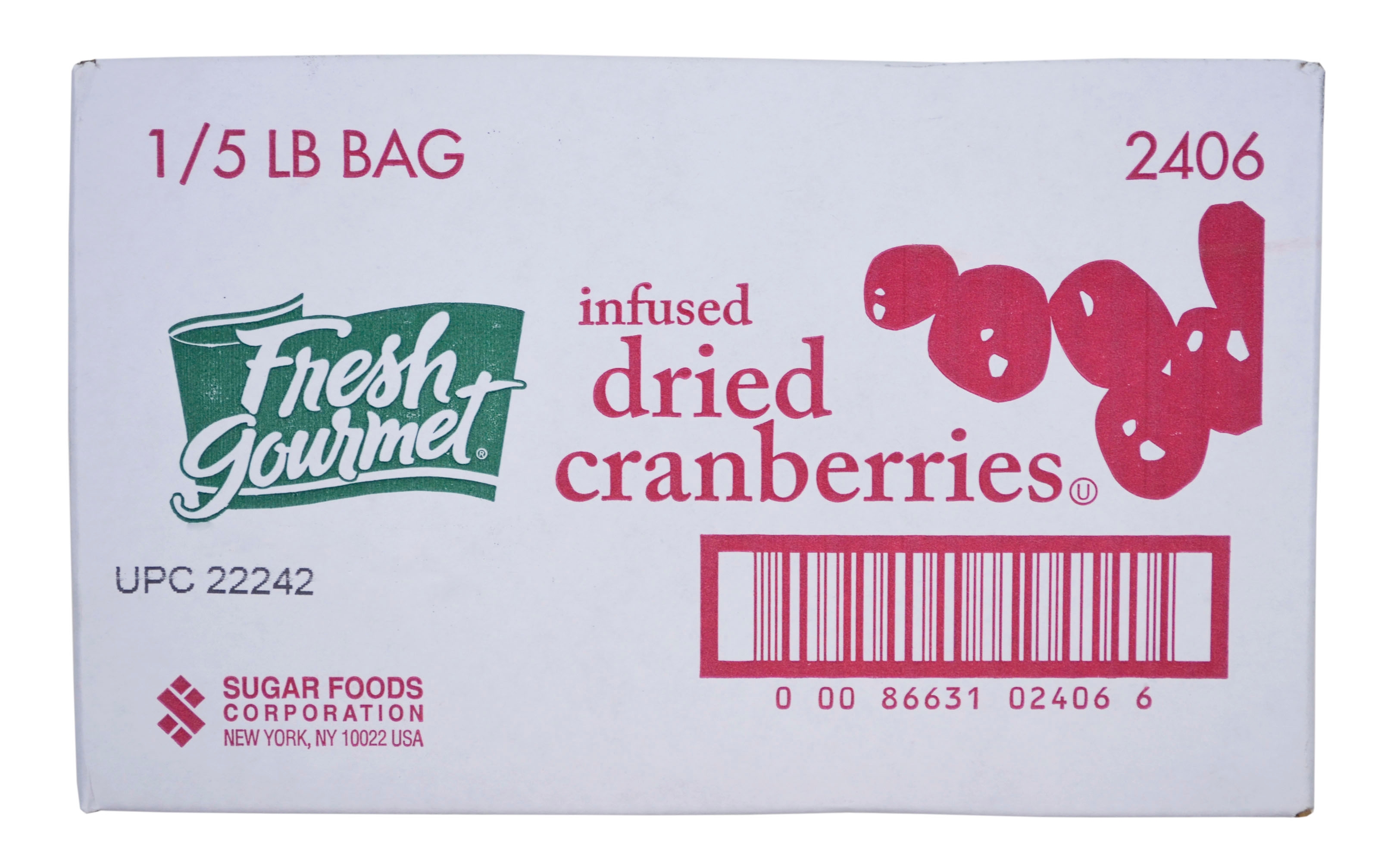 Sugar Foods Yellowframe Farm Infused Cranberies, 5 Pound.