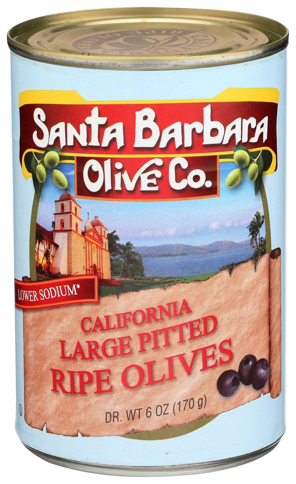 Santa Barbara Black Ripe Large Pitted Olive, 6 Ounce -- 12 per case.