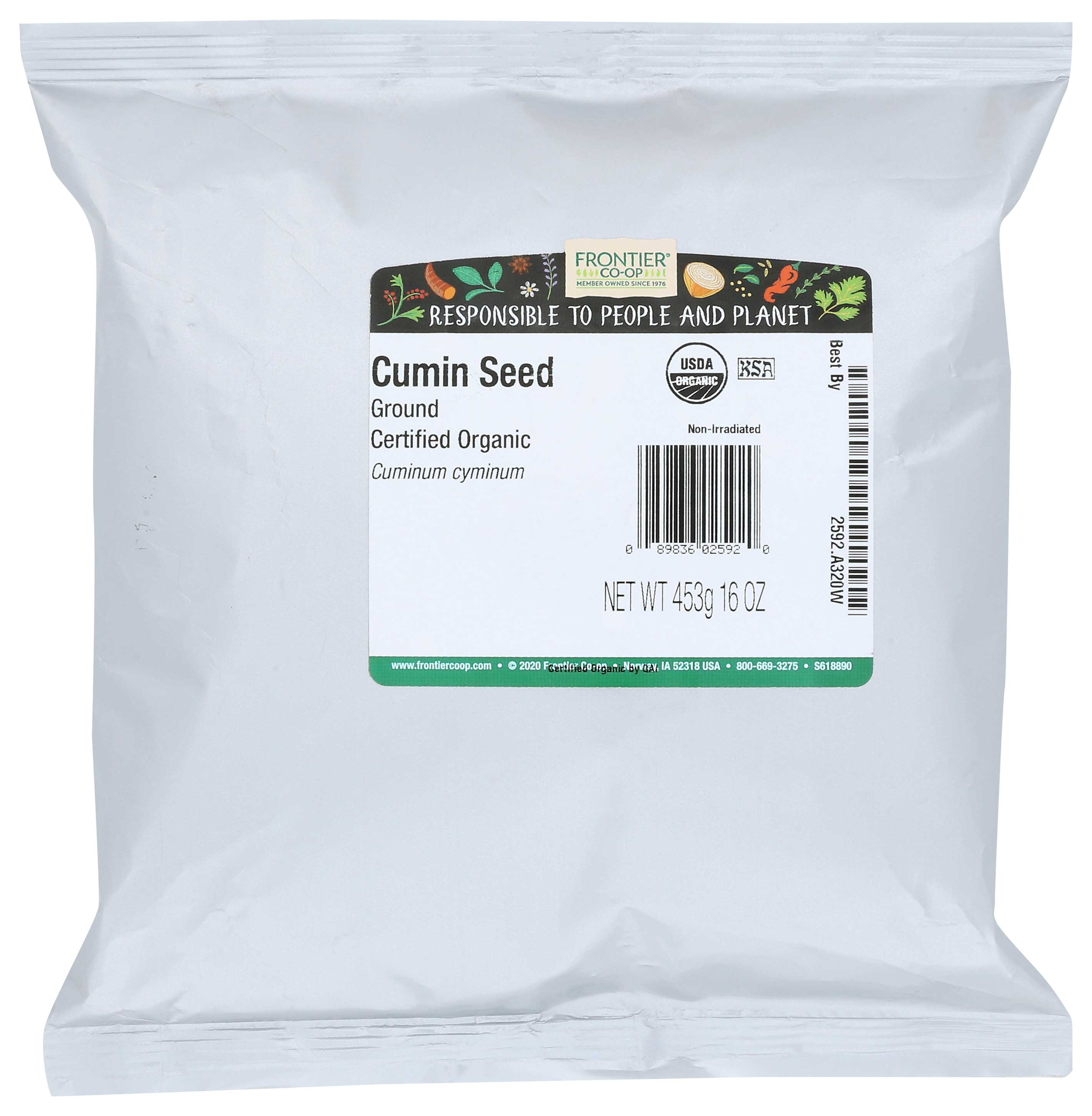 Frontier Herb Organic Ground Cumin Seed Powder, 16 Ounce