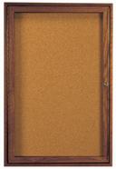 Aarco Stained Walnut Finish Red Oak Enclosed Bulletin Board with Single Door, 36 inch Height x 24 inch Width
