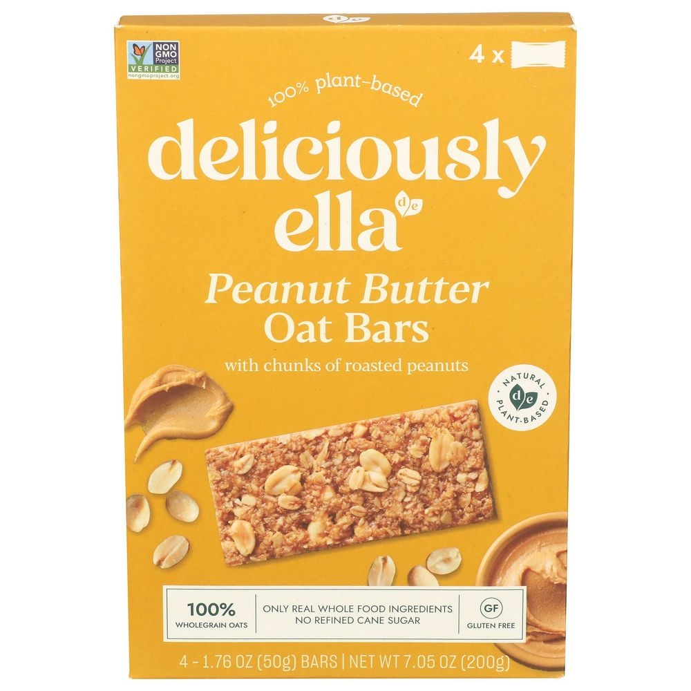 Deliciously Ella 1.76 Ounce Peanut Butter Oat Bar, 4 count -- 12 per case