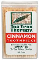 Tea Tree Therapy Cinnamon Toothpick - 100 per pack -- 12 packs per case.