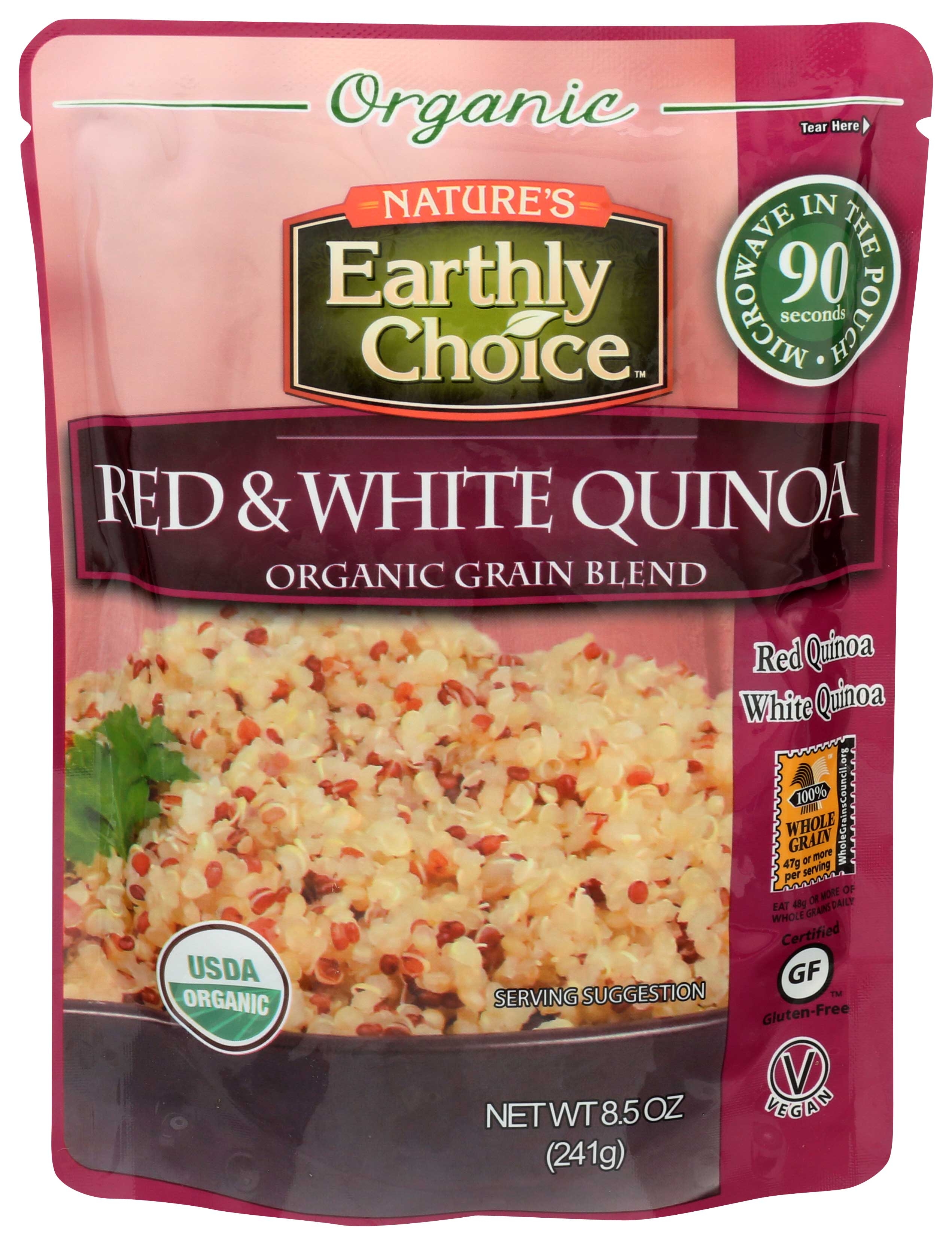 Natures Earthly Choice Organic Microwaveable Red and White Quinoa Grain Blend, 8.5 Ounce -- 6 per case