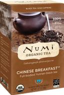 Numi Organic Chinese Breakfast Full Bodied Yunnan Black Tea, 18 tea bags per pack -- 6 per case.